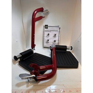 Medline Transport Chair Footrests Replacement feet Wheelchair Black/Red
